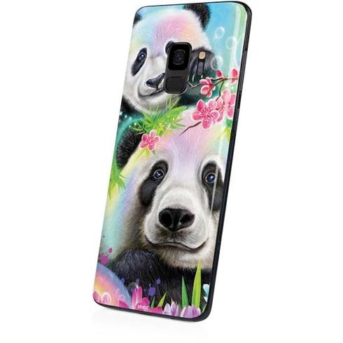 Rainbow Pandas with Butterflies by Sheena Pike Galaxy S9 Skin